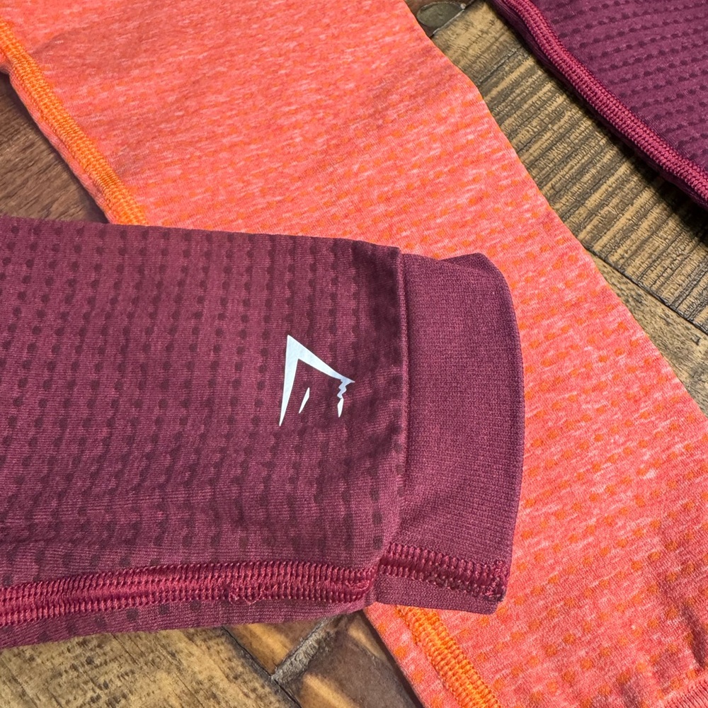 ☀️☀️☀️GYM SHARK Women’s Seamless Active Leggings - Maroon & Orange - Picture 3 of 10